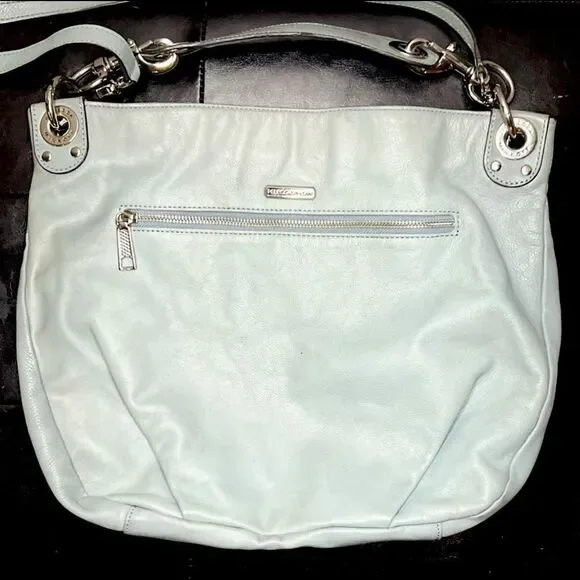 Rebecca Minkoff Studded Satchel Bag Shoulder Purse Bright Light Blue - Picture 1 of 12